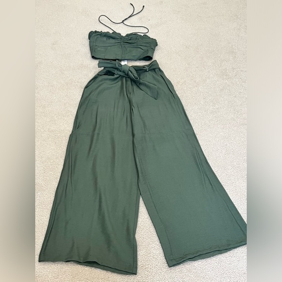 MAEVE - ANTHROPOLOGIE 2 piece moss pants set. Size XS top, Size 4 pant. NWT - Picture 1 of 9